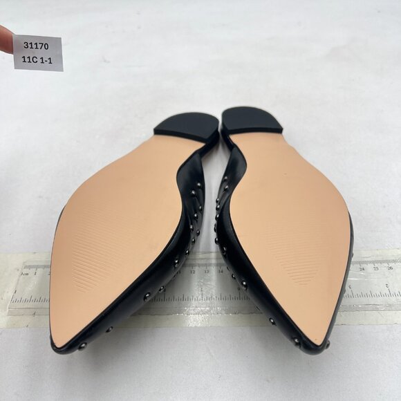 FSJ Black Pointed Toe Flats Mules Sandals Studded Backless Slip On Romantic Shoe - Picture 7 of 8